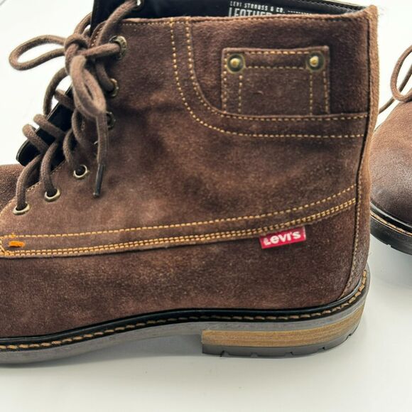 LEVI'S Men's 13 Brown Sheffield Suede Genuine Leather Lace-up Boots Comfort Logo - Picture 7 of 10